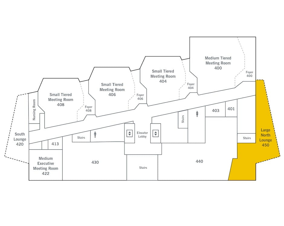 4th floor of The Gleacher Center map, room 450 highlighted