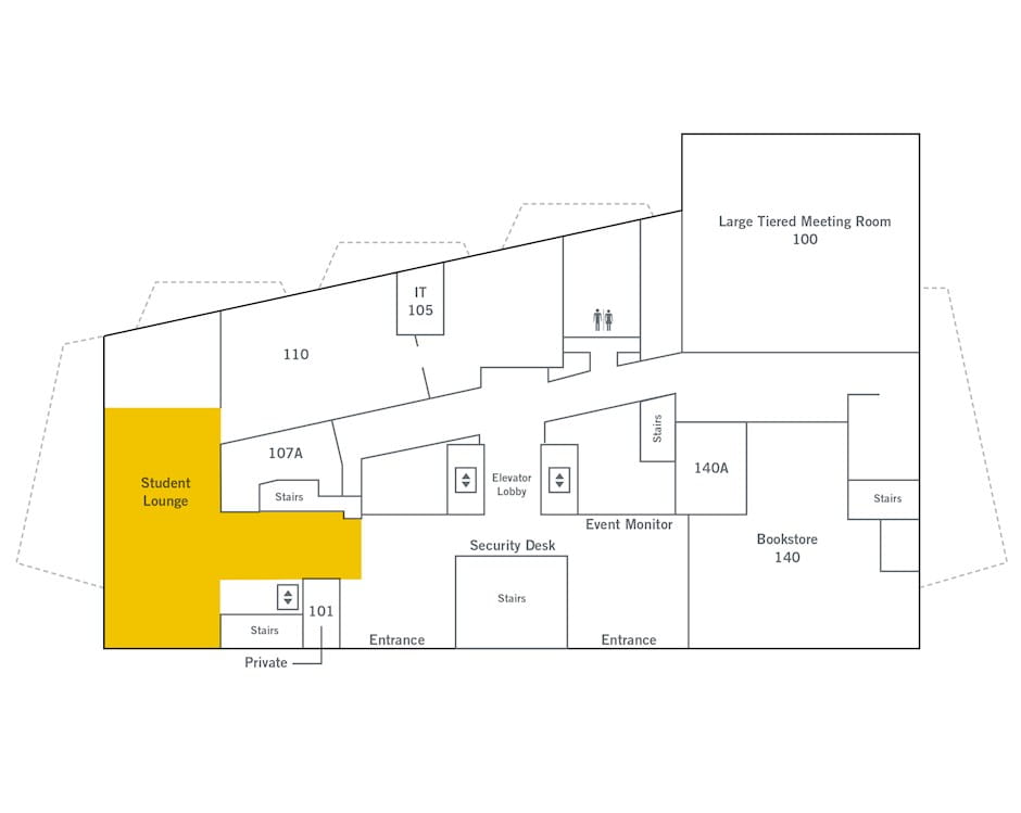 1st floor of The Gleacher Center map, lobby lounge highlighted