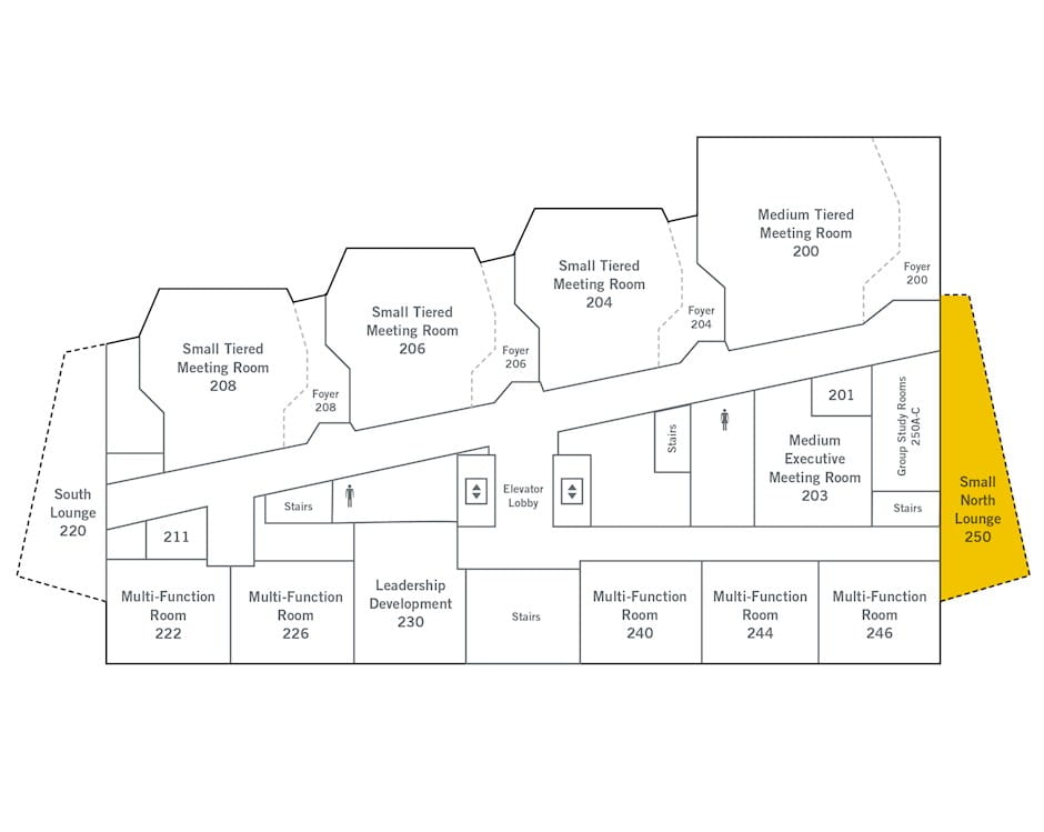 2nd floor of The Gleacher Center map, room 250 highlighted