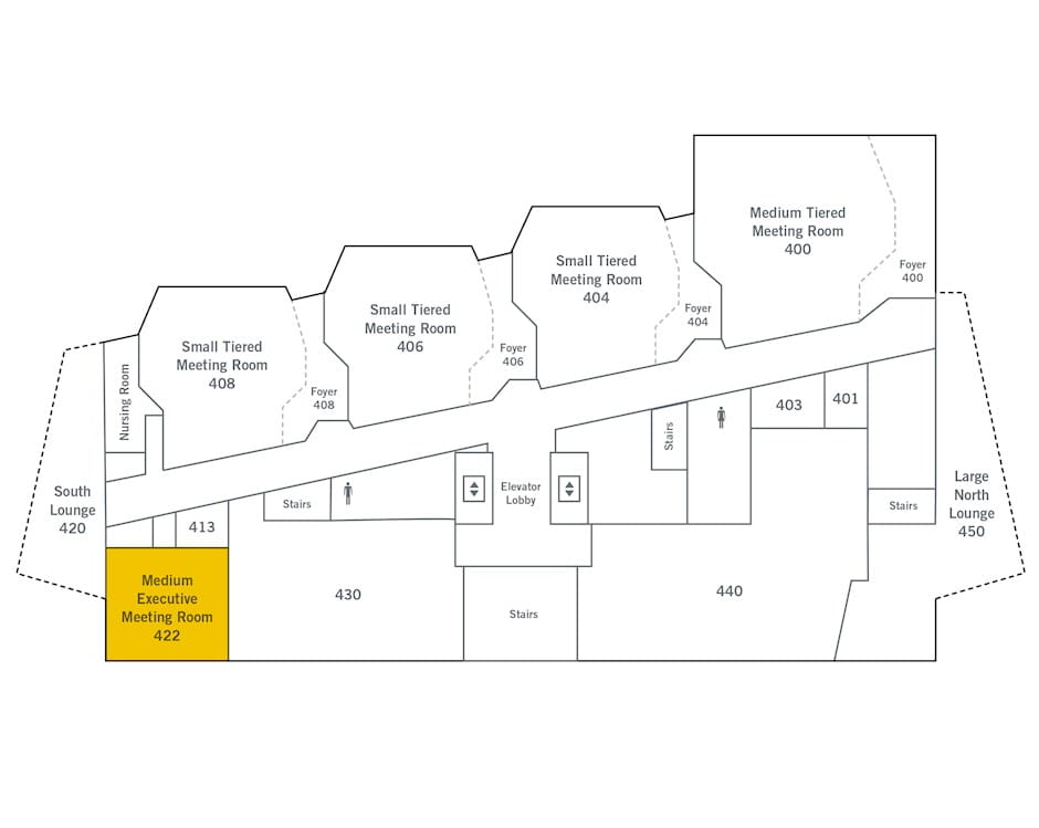 4th floor of The Gleacher Center map, room 422 highlighted