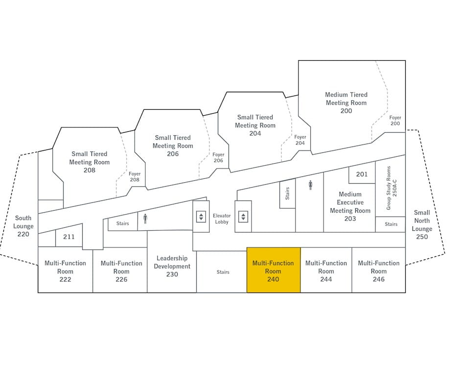 2nd floor of The Gleacher Center map, room 240 highlighted