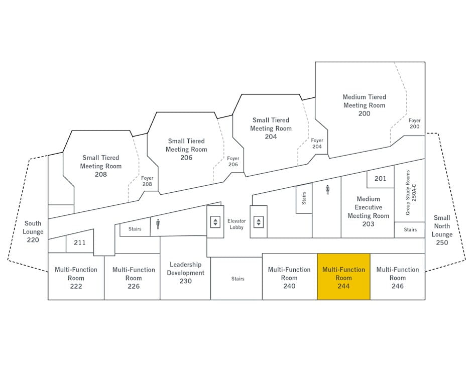 2nd floor of The Gleacher Center map, room 244 highlighted