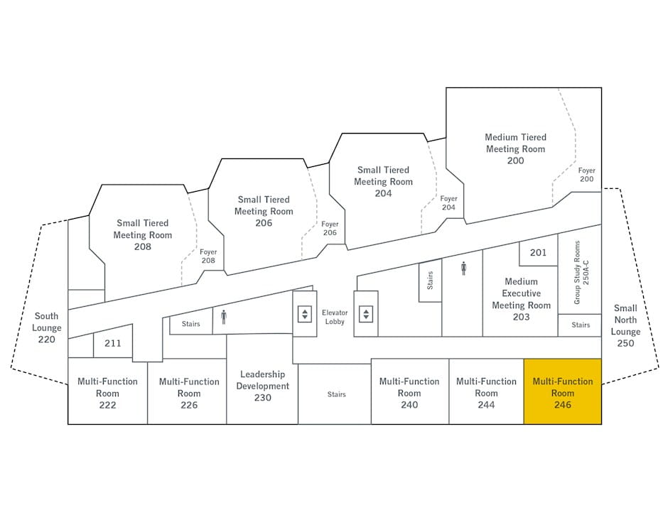 2nd floor of The Gleacher Center map, room 246 highlighted